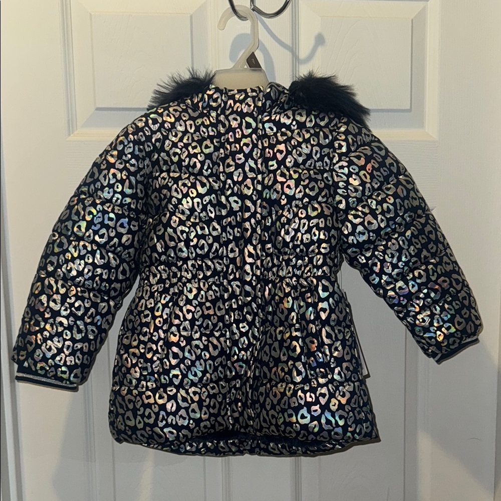 Navy Blue Leopard Print Coat